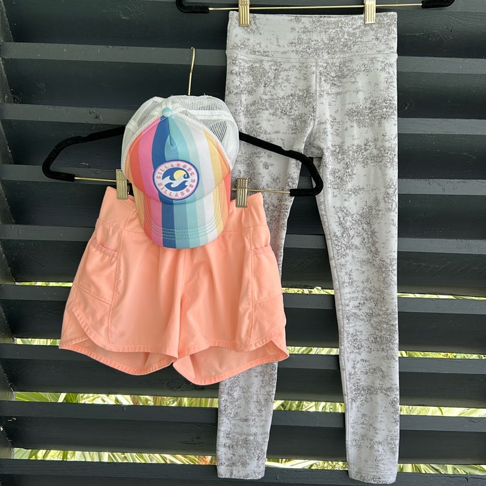 Athleta Girl Record Breaker Short, AG Leggings & Billabong Hat
